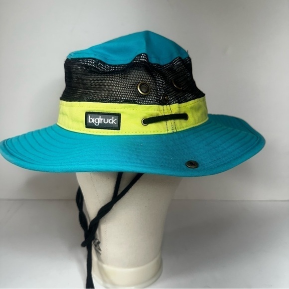 FINAL SALE Bigtruck Vented Brim Adjustable Bucket Hat Turquoise Lime OSFM - Picture 9 of 12
